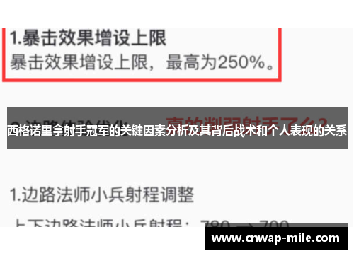 西格诺里拿射手冠军的关键因素分析及其背后战术和个人表现的关系